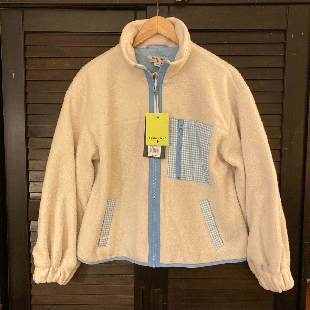 NWT M Sandy Liang x Target Women's Gingham Pocket Sherpa Jacket Medium Fleece